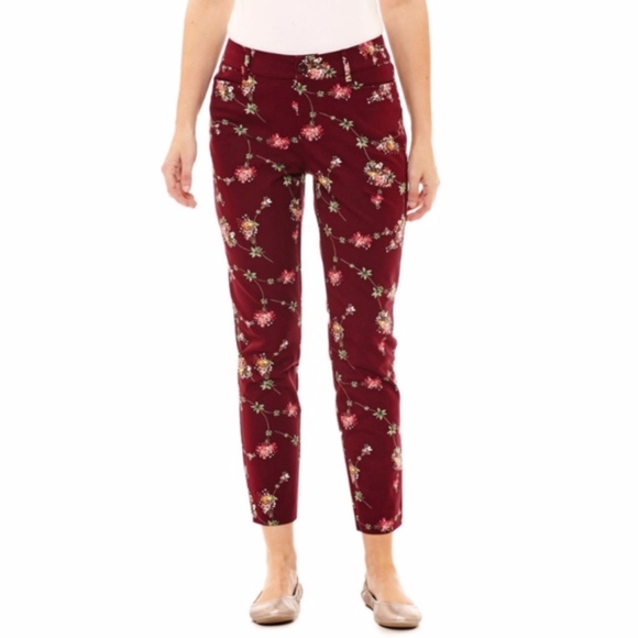 NEW St. John's Bay Floral Print Ankle Pants SZ 6 - Picture 1 of 3